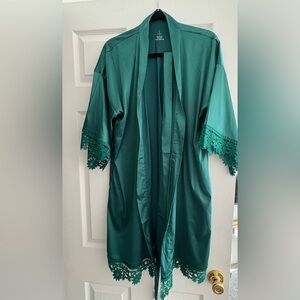 Lace Trim Green Women's Kimono